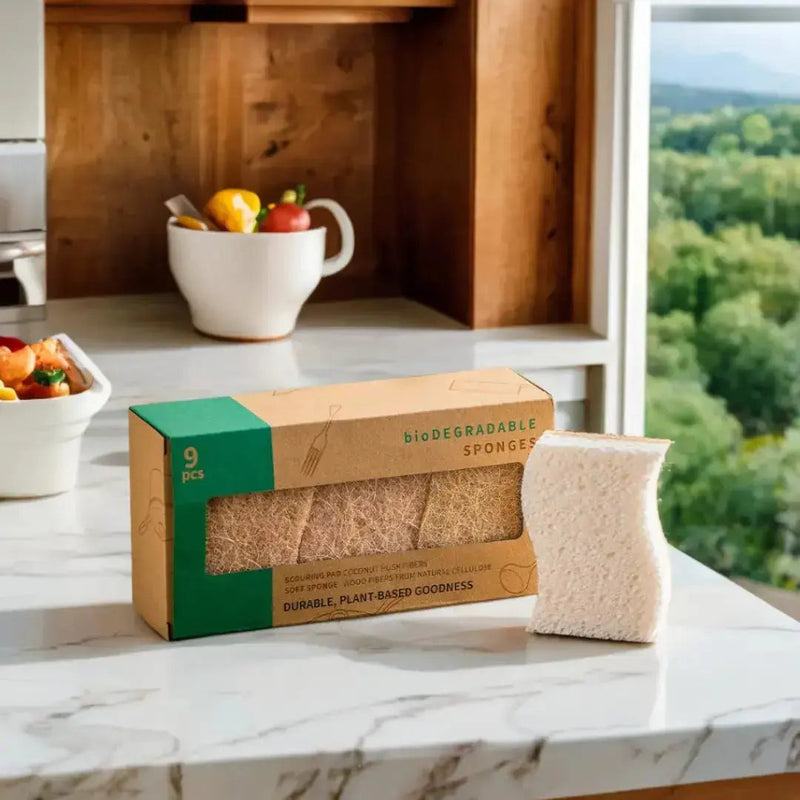 Kit 9 Esponjas de Cozinha Biodegradáveis BioPremium – Limpeza Sustentável e Eficiente