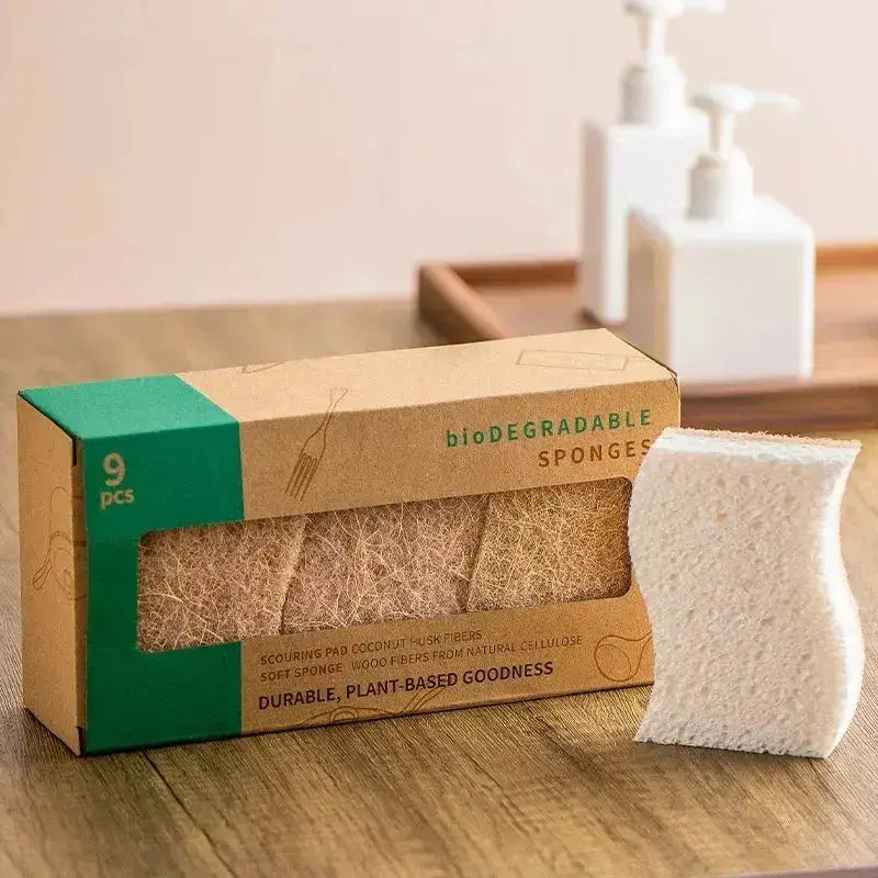 Kit 9 Esponjas de Cozinha Biodegradáveis BioPremium – Limpeza Sustentável e Eficiente
