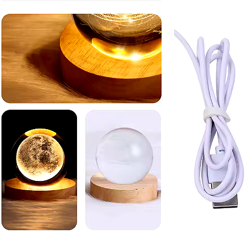 Luminária Astro LED Iluminação com Base de Madeira e Brilho Suave